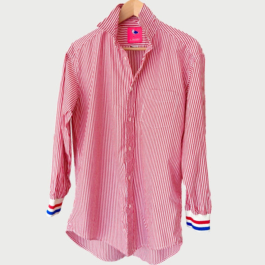 Boyfriend Shirt Red Stripe Sport Cuff