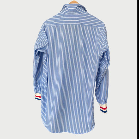 Boyfriend Shirt Lt Blue Stripe Sport Cuff