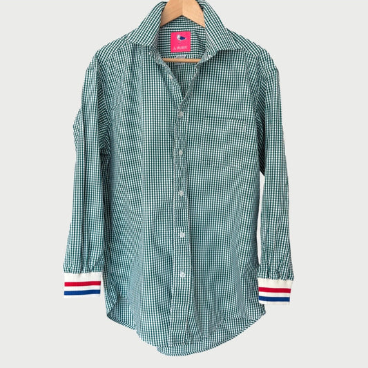 Boyfriend Shirt Green Check Sport Cuff