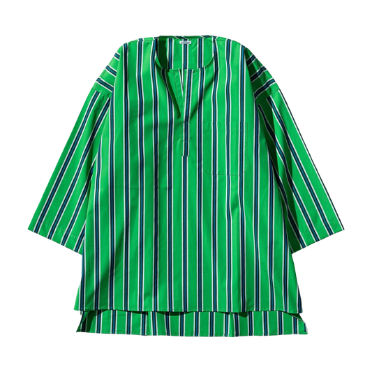 CREW NECK GREEN STRIPE O/S