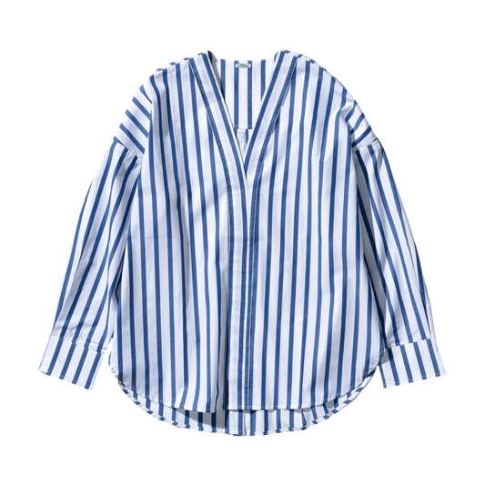 VNECK BLUE WHITE STRIPE O/S