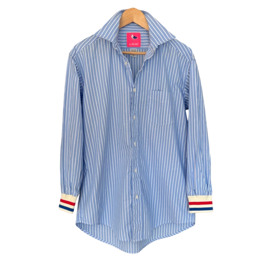 BOYFRIEND LT BLUE STRIPE SPORT CUFF