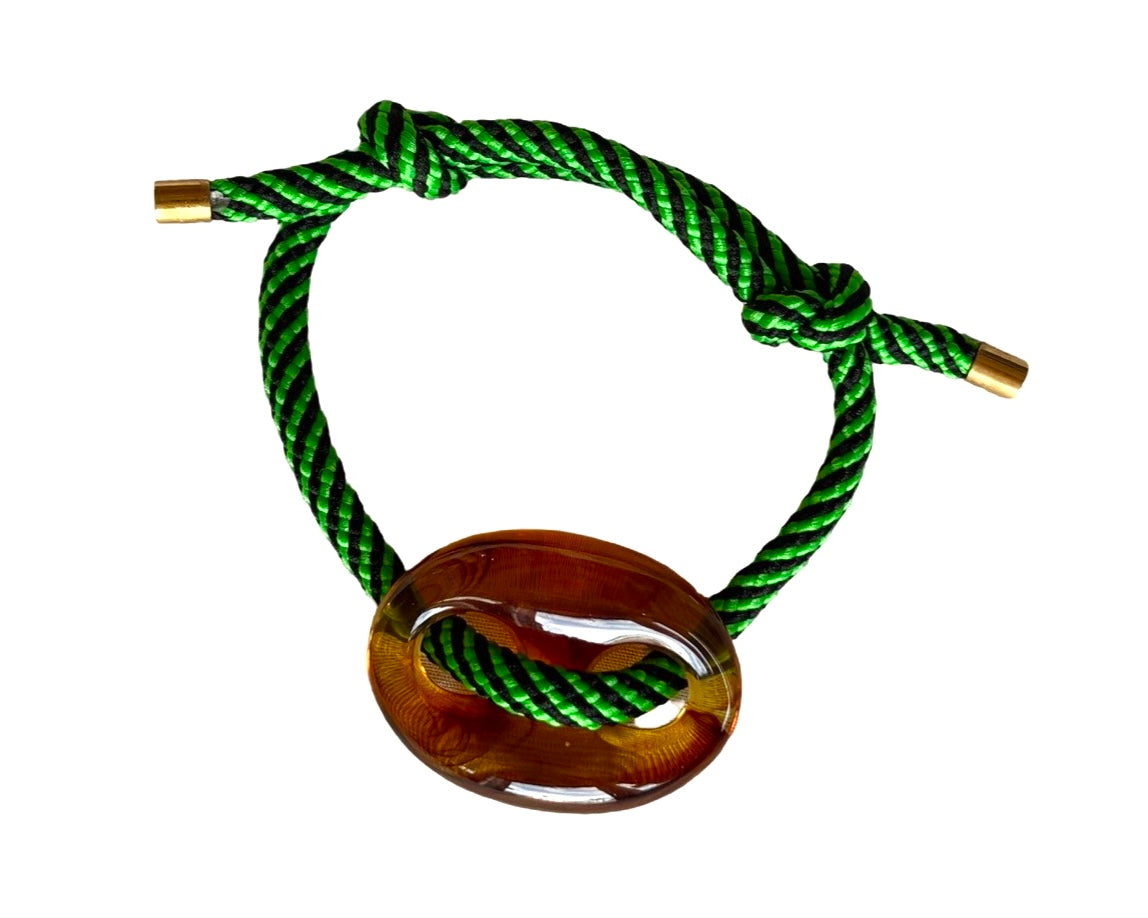 Navy Green Stripe Mariner Bracelet