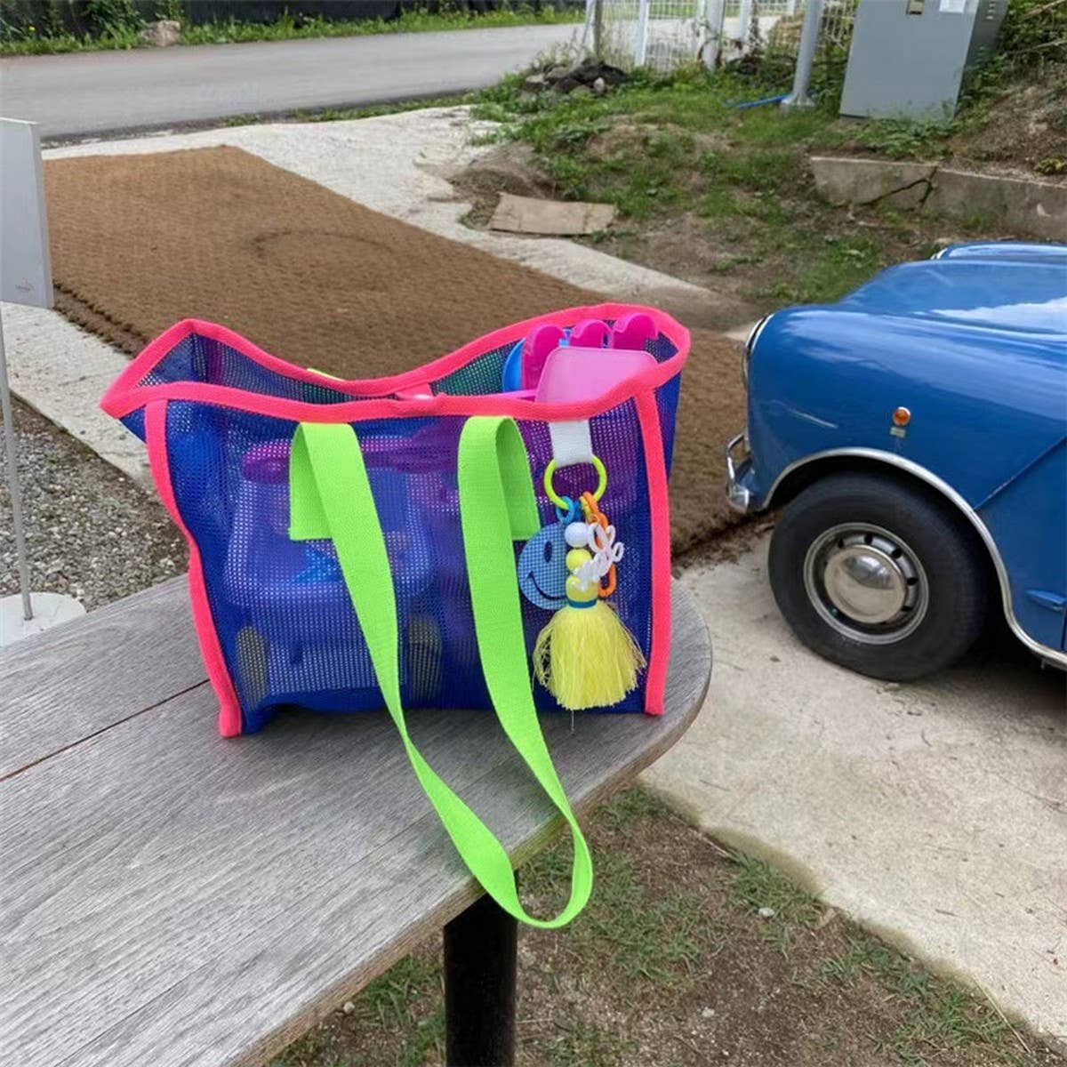 NAVY MESH BEACH TOTE