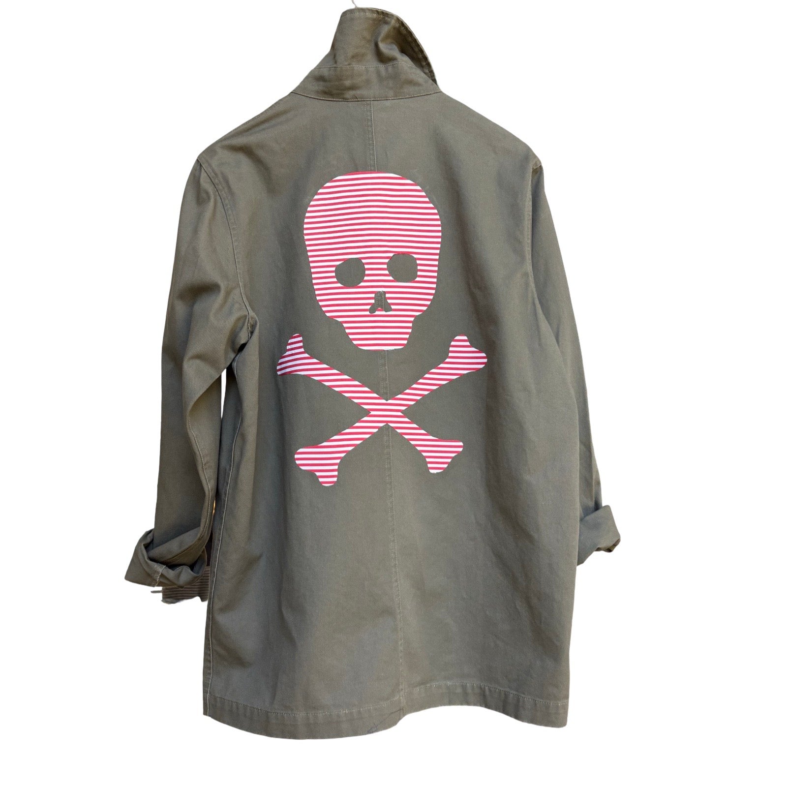 Jolly Roger Red & White Stripe Fabric Patch image 1