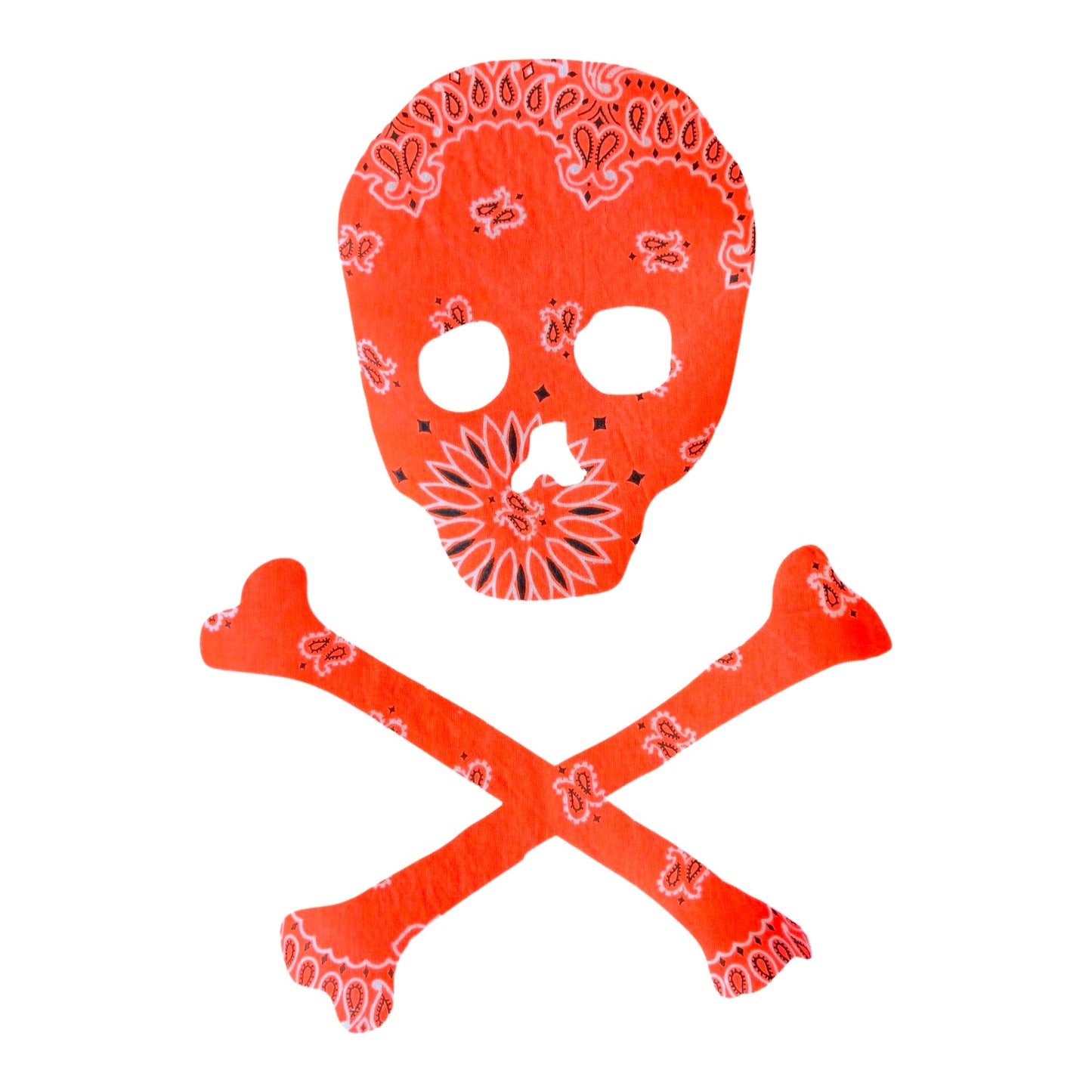 Jolly Roger Neon Orange Bandana Fabric Patch image 0