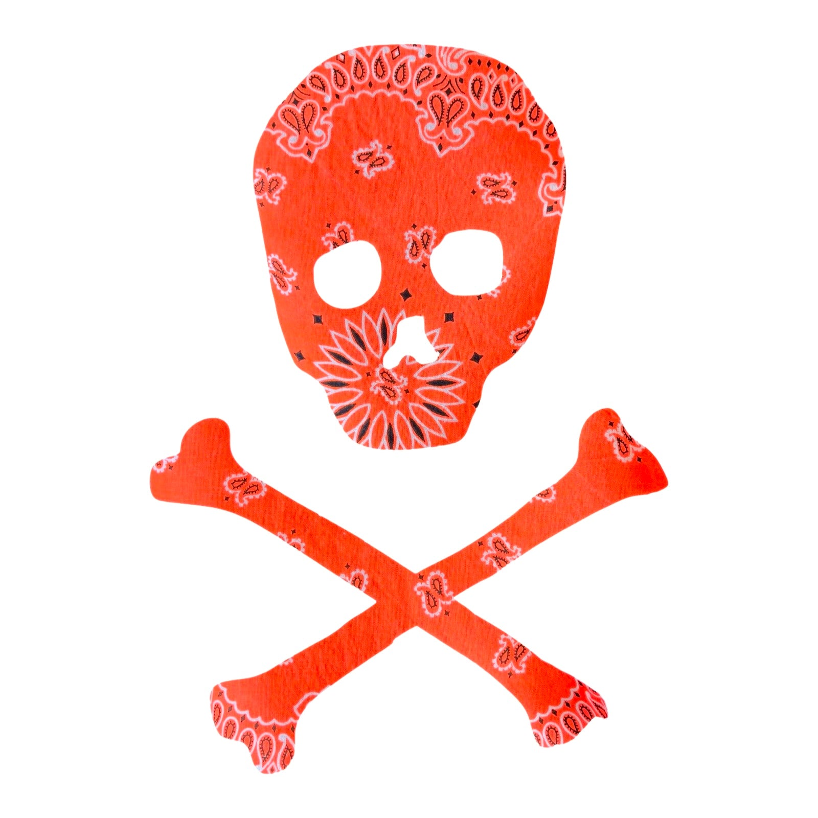 Jolly Roger Neon Orange Bandana Fabric Patch image 0