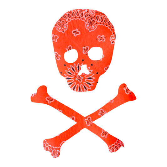 Jolly Roger Neon Orange Bandana Fabric Patch image 0