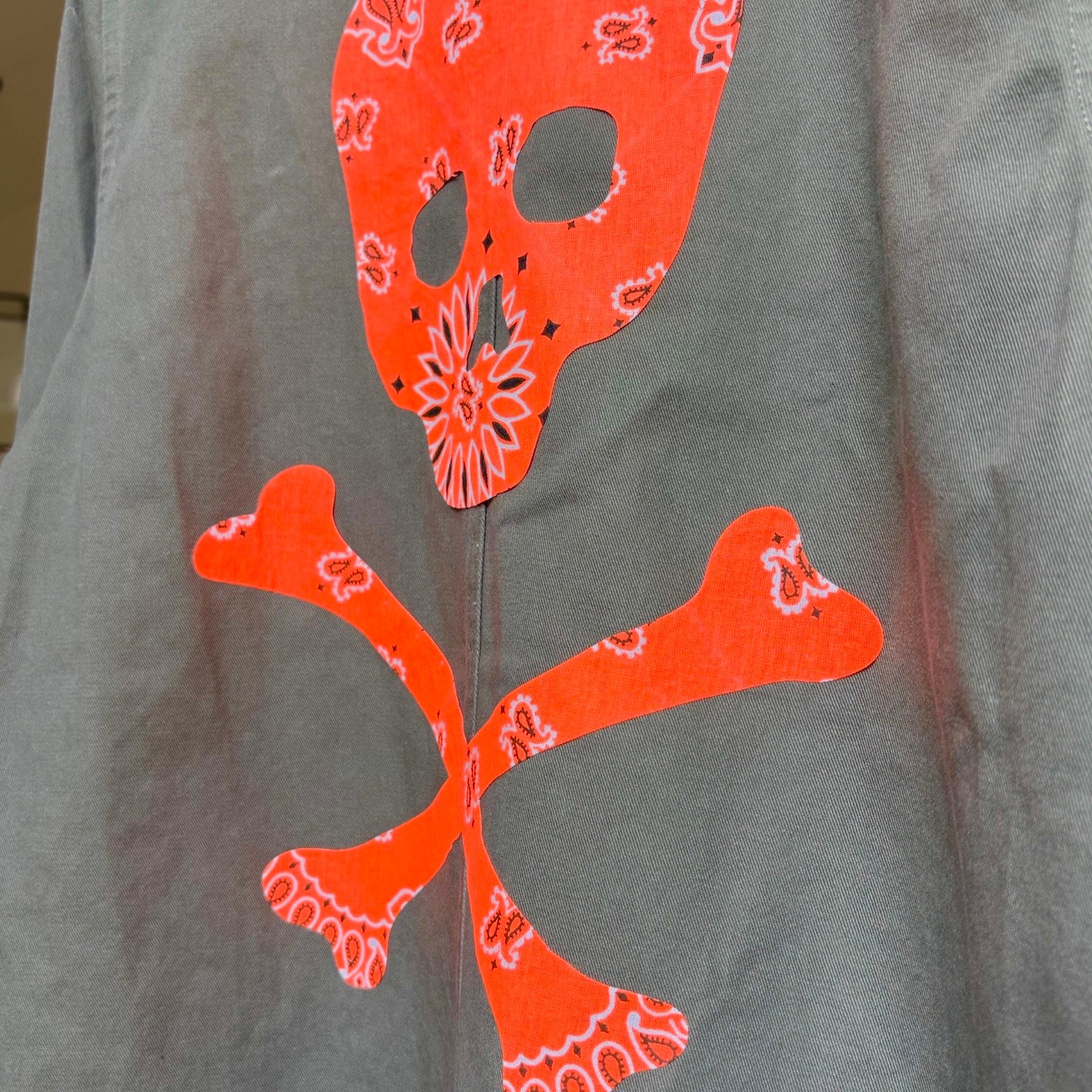 Jolly Roger Neon Orange Bandana Fabric Patch image 1