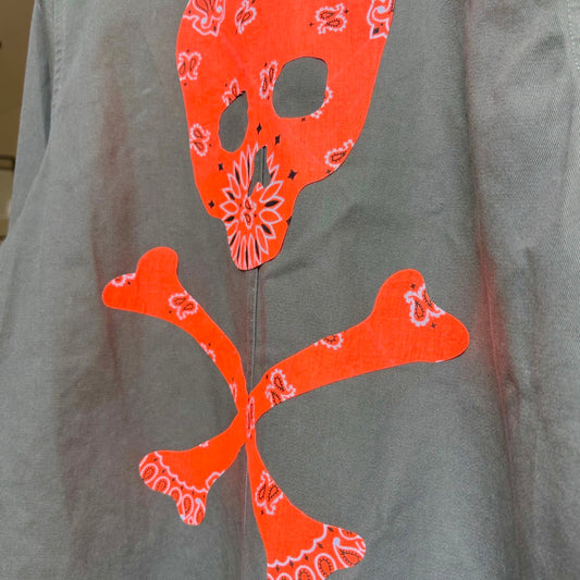 Jolly Roger Neon Orange Bandana Fabric Patch image 1