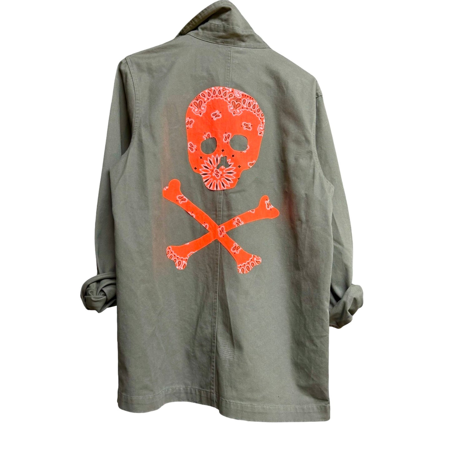 Jolly Roger Neon Orange Bandana Fabric Patch image 2
