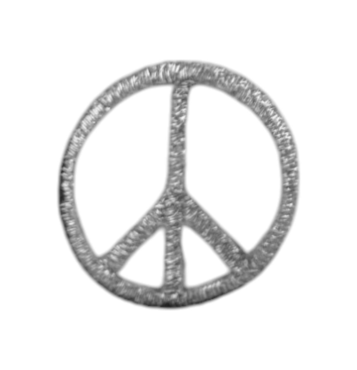 1" Peace Sign, Embroidered, Iron on Patch: Red
